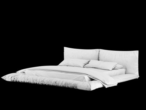 Bed with pillows and blanket 031 3D Model