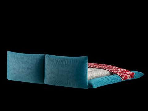 Bed with pillows and blanket 031 3D Model