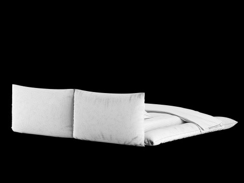 Bed with pillows and blanket 031 3D Model