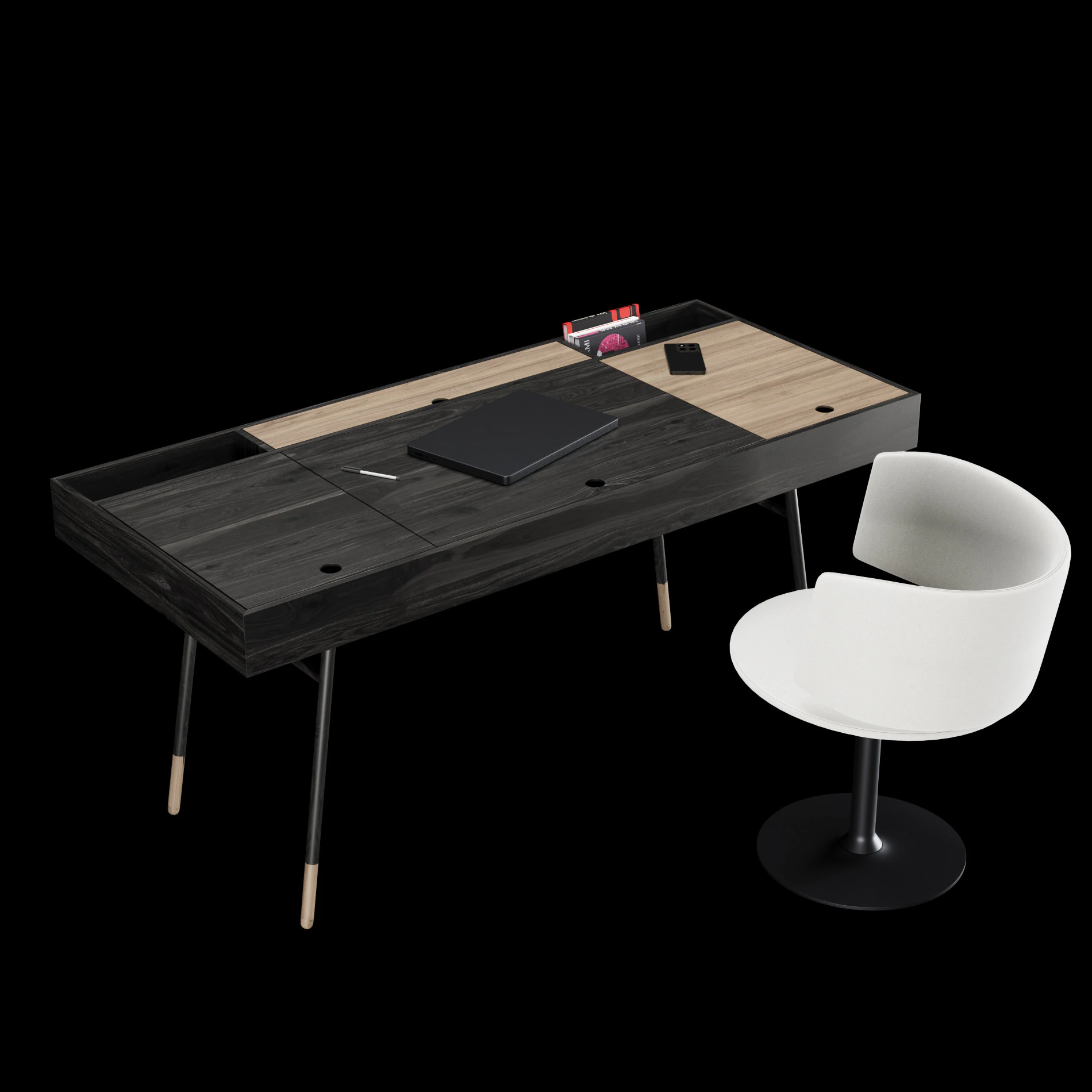 Modern work table with decor 3D Model .c4d .max .obj .3ds .fbx .stl .blend 