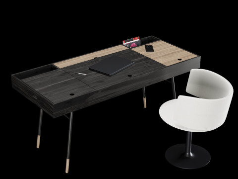 带装饰的现代工作台 3D 模型