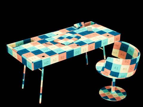 Modern work table with decor 3D Model