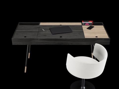 带装饰的现代工作台 3D 模型