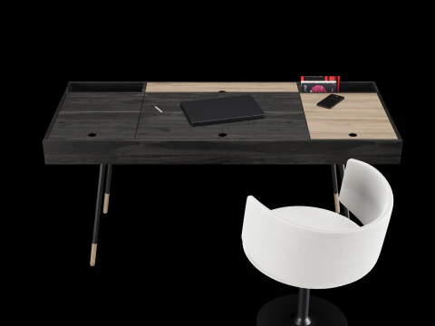 Modern work table with decor 3D Model