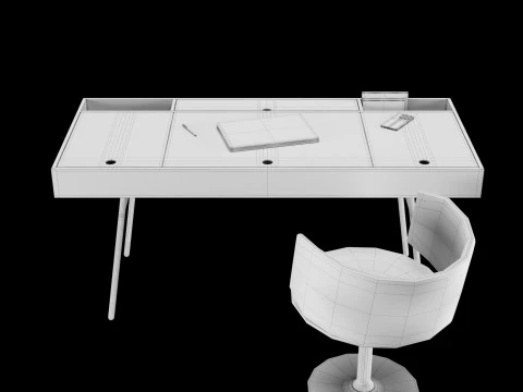 Modern work table with decor 3D Model