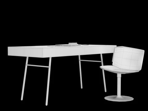 Modern work table with decor 3D Model