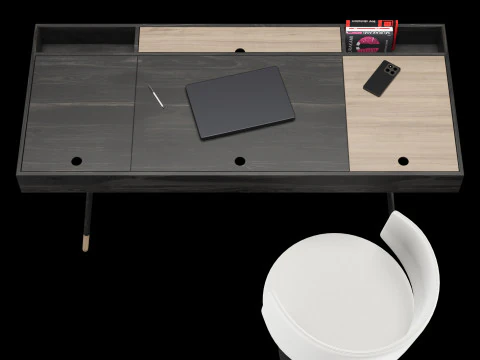 Modern work table with decor 3D Model