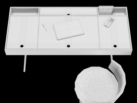 Modern work table with decor 3D Model