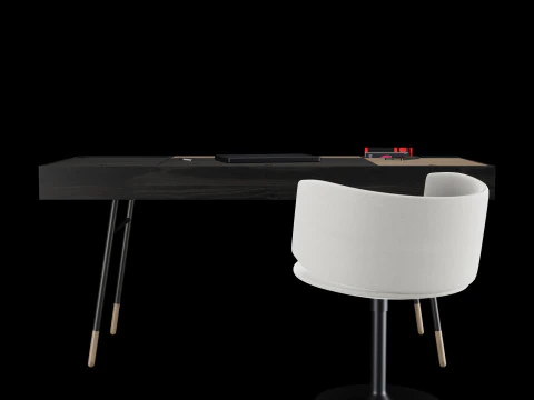 Modern work table with decor 3D Model