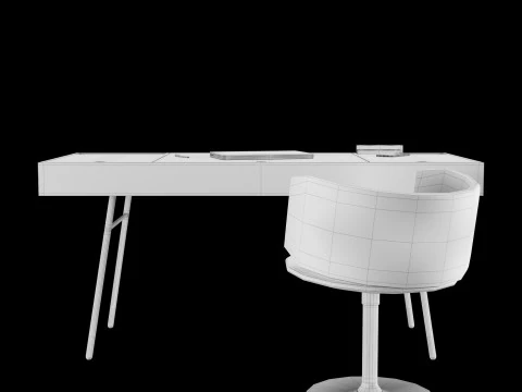 Modern work table with decor 3D Model