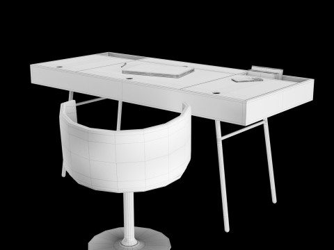 带装饰的现代工作台 3D 模型