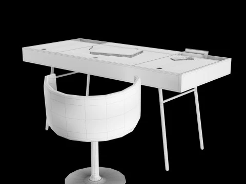 Modern work table with decor 3D Model