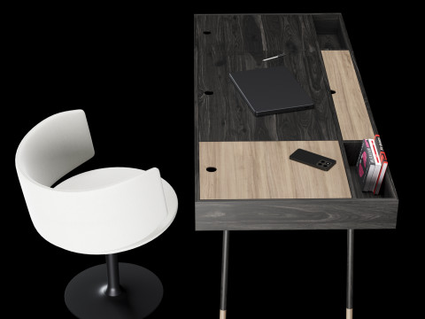 带装饰的现代工作台 3D 模型