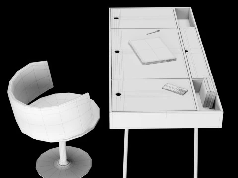 Modern work table with decor 3D Model