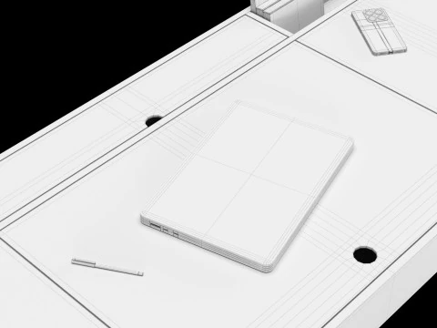 Modern work table with decor 3D Model