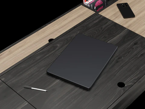 Modern work table with decor 3D Model