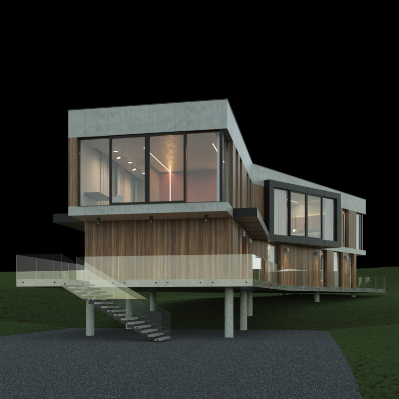 Modernes Haus 5 mit Möbeln 3D Modell .c4d .max .obj .3ds .fbx .stl .blend 