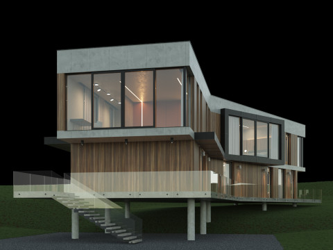 Casa moderna 5 com móveis Modelo 3D