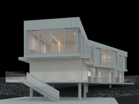 Modernes Haus 5 mit Möbeln 3D Modell