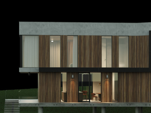 Modernes Haus 5 mit Möbeln 3D Modell