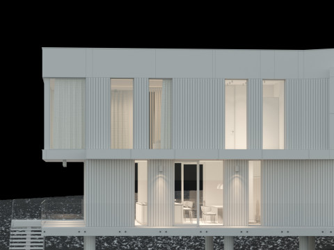 Modernes Haus 5 mit Möbeln 3D Modell