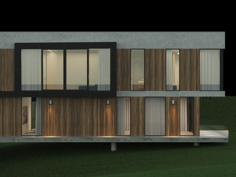 Modernes Haus 5 mit Möbeln 3D Modell