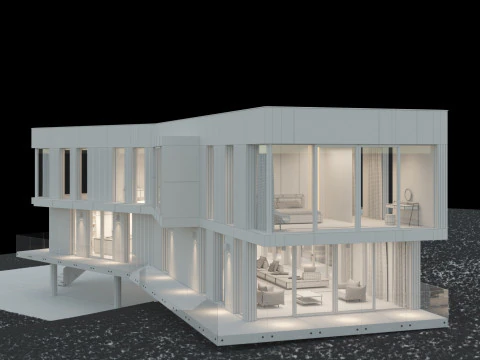 Modern house 5 with furniture 3D Model