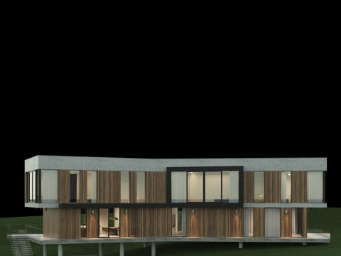 Modernes Haus 5 mit Möbeln 3D Modell