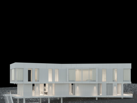 Modernes Haus 5 mit Möbeln 3D Modell