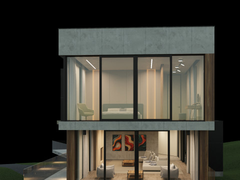 Modernes Haus 5 mit Möbeln 3D Modell