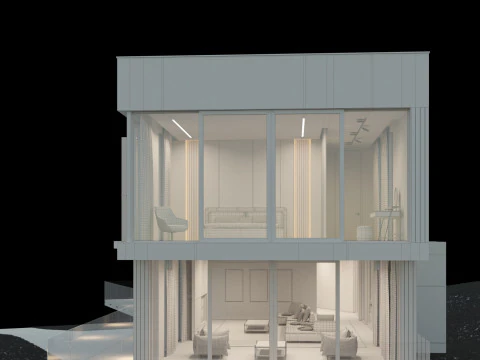 Modern house 5 with furniture 3D Model