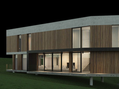 Modernes Haus 5 mit Möbeln 3D Modell