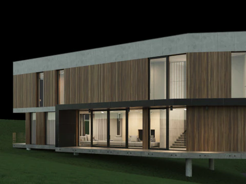 Modern house 5 with furniture 3D Model
