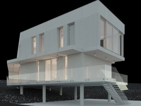 Modern house 5 with furniture 3D Model