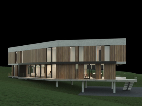 Modernes Haus 5 mit Möbeln 3D Modell