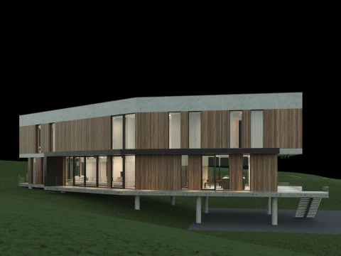 Modern house 5 with furniture 3D Model