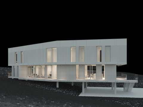 Modernes Haus 5 mit Möbeln 3D Modell