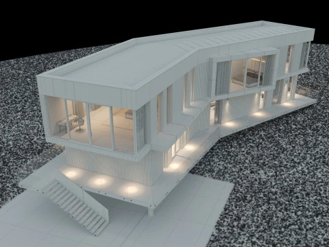 Modern house 5 with furniture 3D Model
