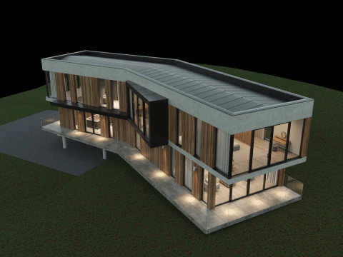 Modern house 5 with furniture 3D Model