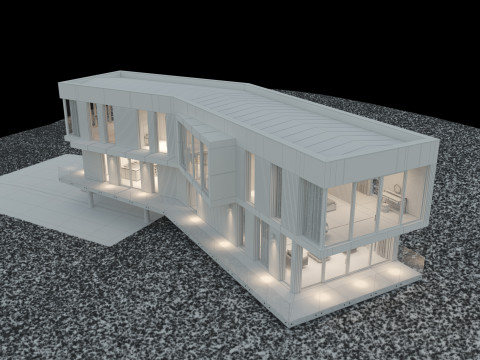 Modernes Haus 5 mit Möbeln 3D Modell