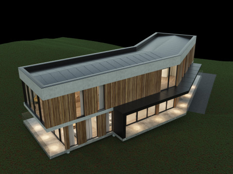 Modernes Haus 5 mit Möbeln 3D Modell