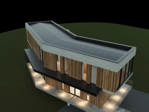 Modernes Haus 5 mit Möbeln 3D Modell