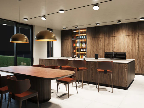 Modern house 5 with furniture 3D Model