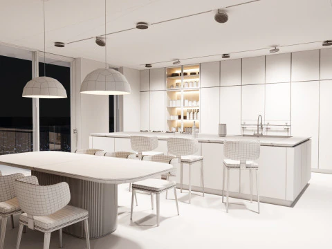 Modern house 5 with furniture 3D Model