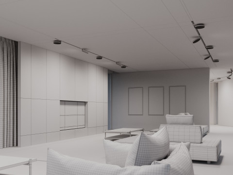 Modernes Haus 5 mit Möbeln 3D Modell