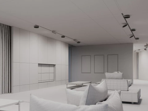 Modern house 5 with furniture 3D Model