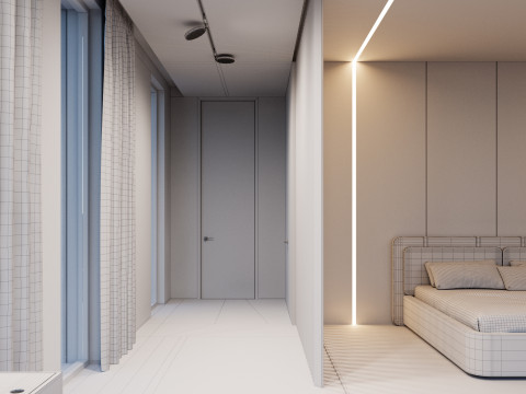 Modernes Haus 5 mit Möbeln 3D Modell