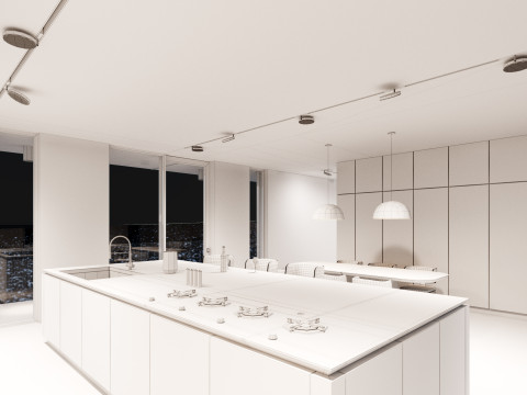 Modernes Haus 5 mit Möbeln 3D Modell