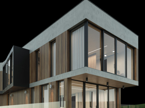 Modernes Haus 5 mit Möbeln 3D Modell