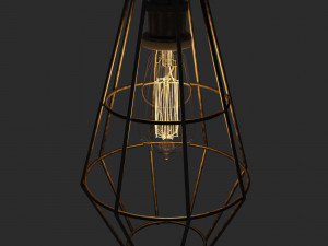 Pendant cage lamp with Bulb 3D Model